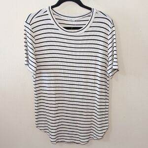 Cherish Black + White Striped Tee Ribbed Classic French Girl Women's Size L